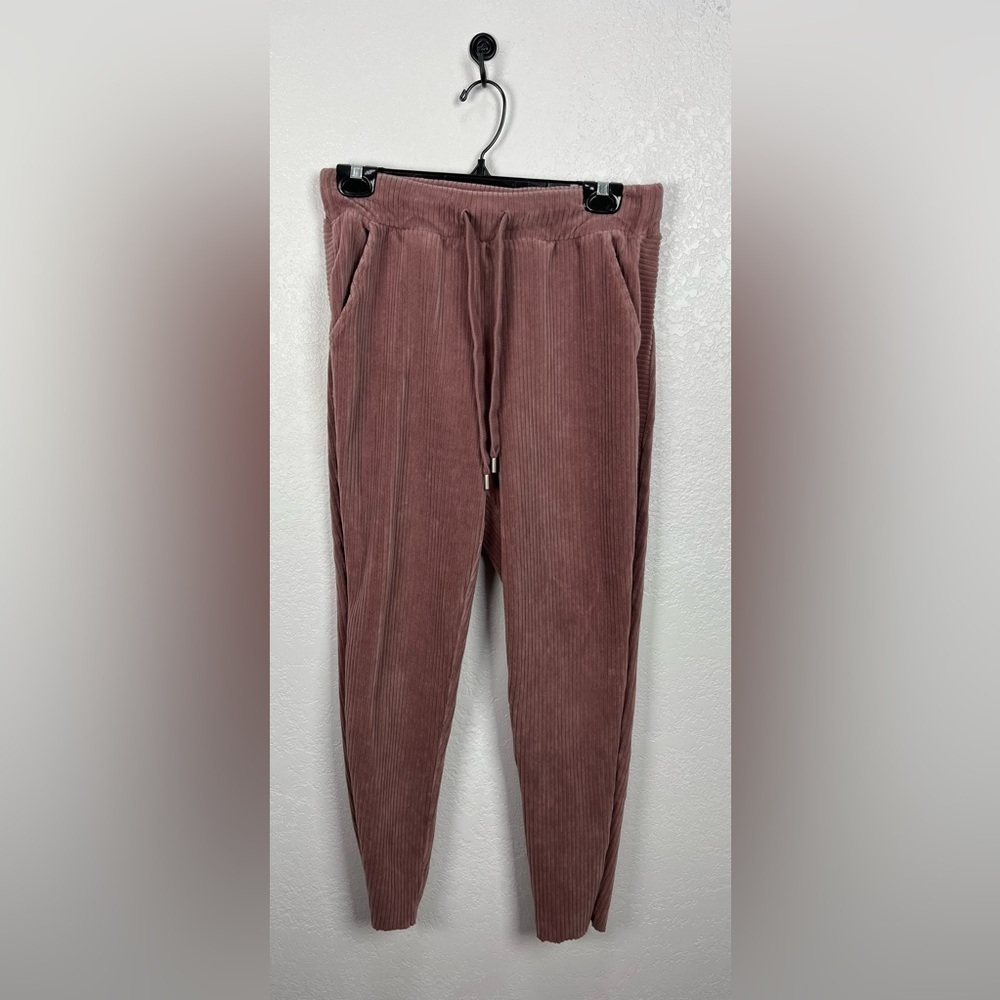 Zella Plush Corduroy Joggers In Purple Taupe Size M athletic wear Casual Outdoor